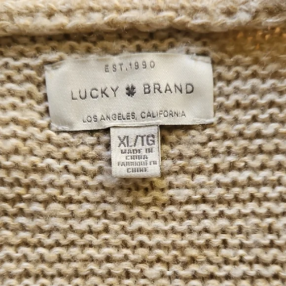 Lucky Brand Cream and Brown Cardigan Sweater - Picture 2 of 4